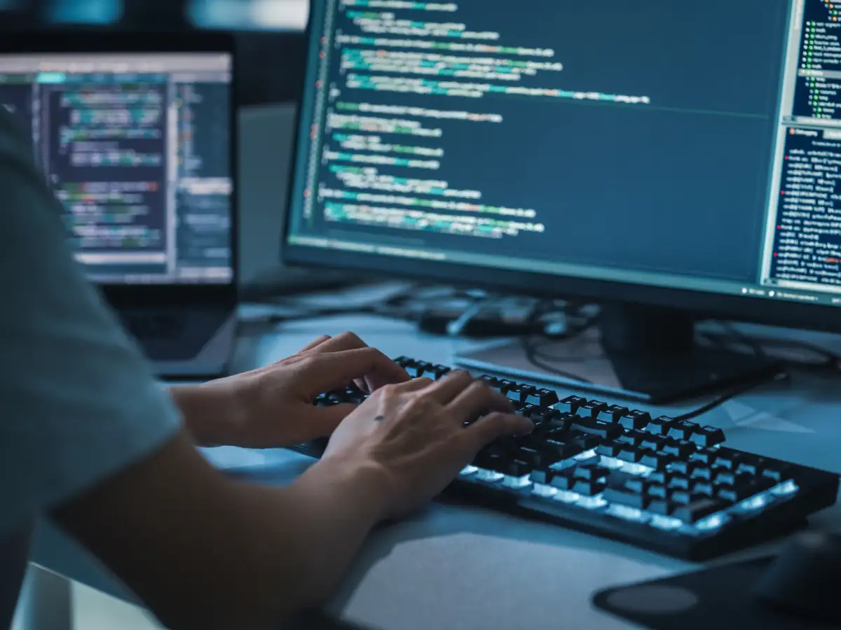 A stylized digital shield deflecting an AI-generated threat, symbolizing cyber defense against AI hacks.