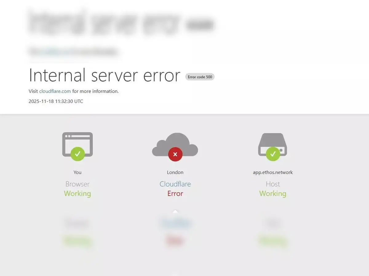 Cloudflare outage and error messages on websites