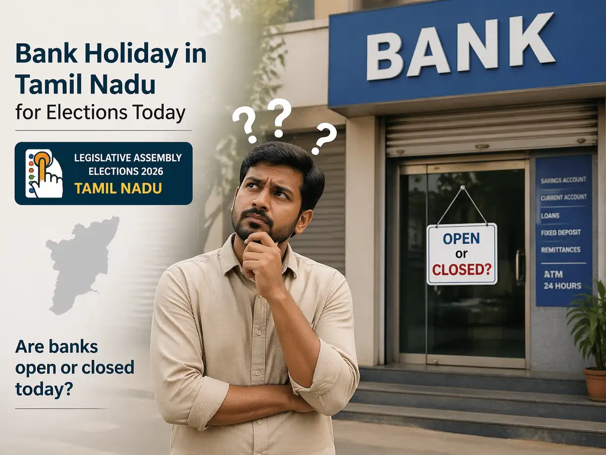 Bank holiday in Tamil Nadu for elections today: Are banks open or closed today on April 23, 2026, due to TN Legislative Assembly Elections?