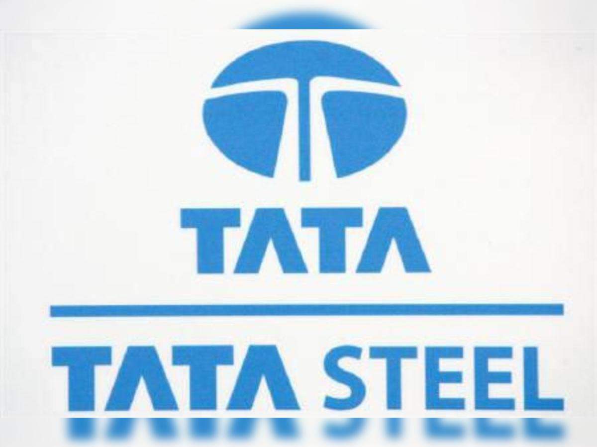 Logo of Tata Steel taken at the group's France Rail plant in the