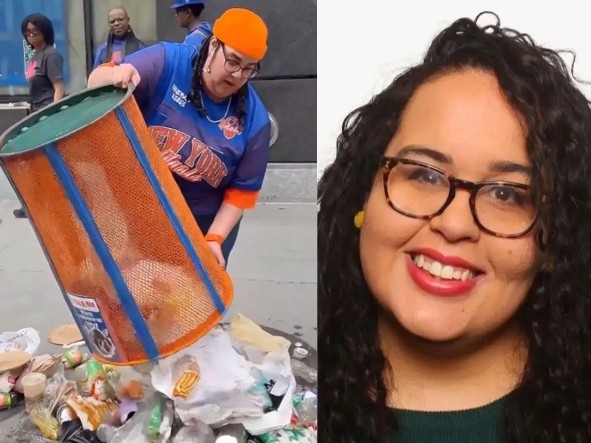 Knicks trash can video goes viral: JPMorgan Chase DEI executive Angie Báez fired  after clip shows woman removing street bin, then stealing it during NYC  parade - The Economic Times
