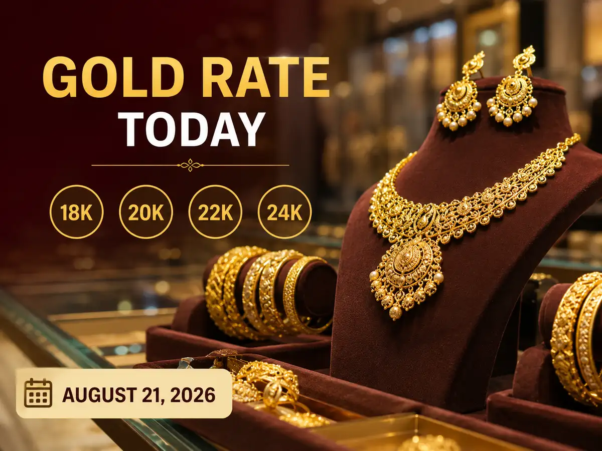 22k gold rate today: Check 18k, 20k, 22k, 24k gold prices (August 21, 2026) at Tanishq, Malabar Gold & Diamonds, Joyalukkas, Kalyan Jewellers and IBJA