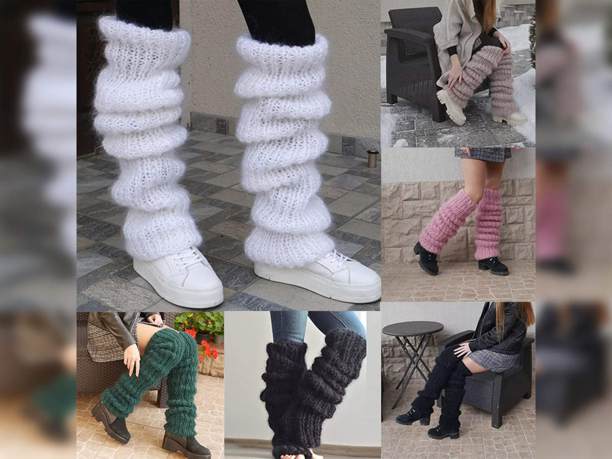 Black Fleece Lined Leg Warmers Warm Leggings Long Thigh Highs