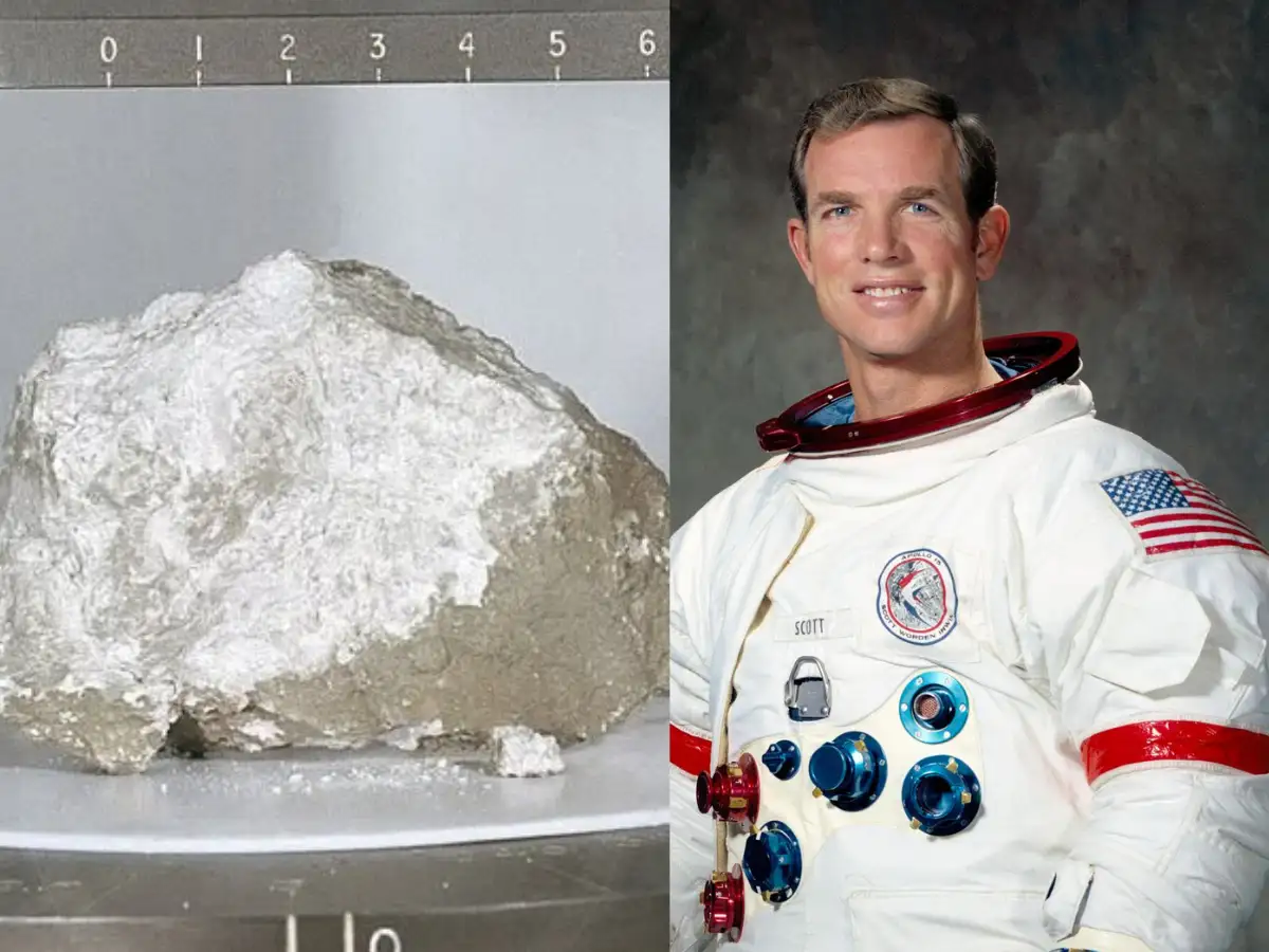 ApoLLo  XV  1971年　 In 1971, Apollo 15 astronauts found a white rock later identified