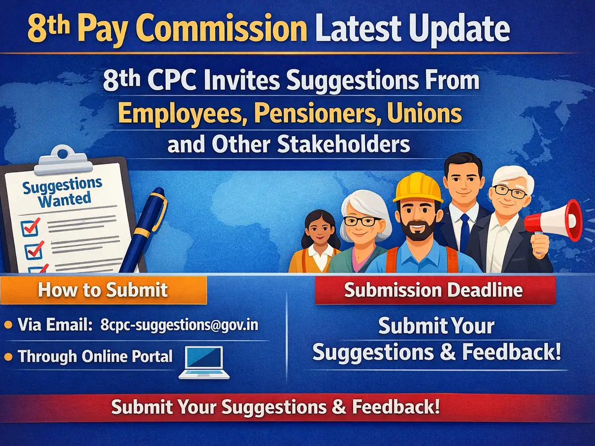 8th Pay Commission latest update: 8th CPC invites suggestions from employees, pensioners, unions and other stakeholders; how to submit and deadline