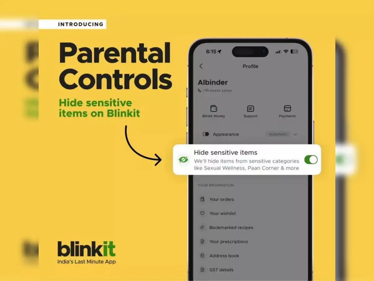 Blinkit offers parental controls, hides ‘sensitive items’ on app - The Economic Times