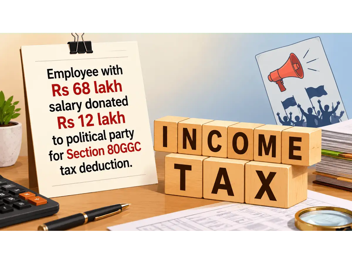 Salaried employee earning Rs 68 lakh donates Rs 12 lakh to political party, claims tax deduction; I-T dept denies it; he contests but loses in ITAT Ahmedabad