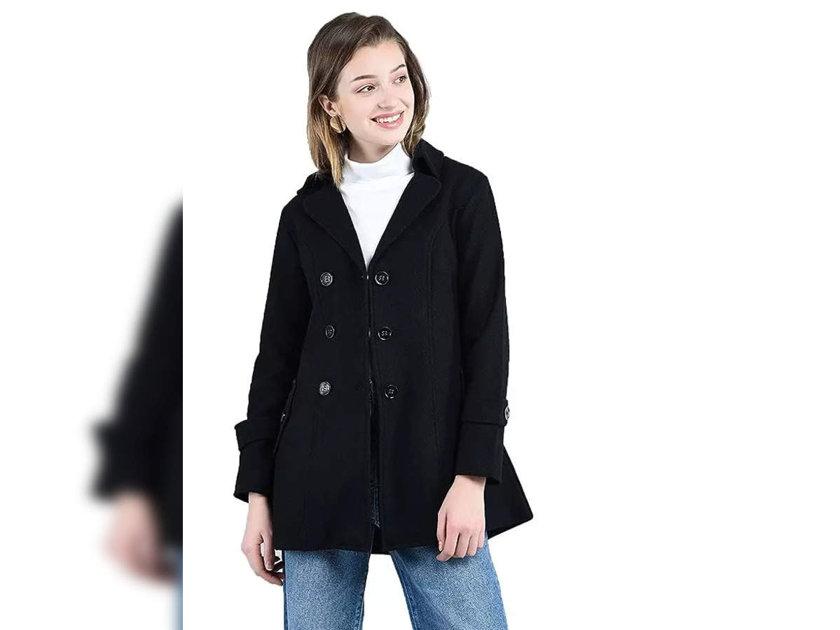 black winter coat for women under 3000: Black winter coats for