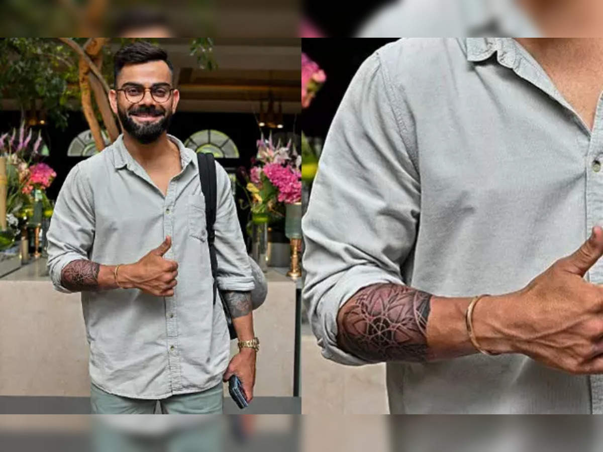 Grey Ink Fantastic Biceps Tattoo Of Virat Kohli – Truetattoos