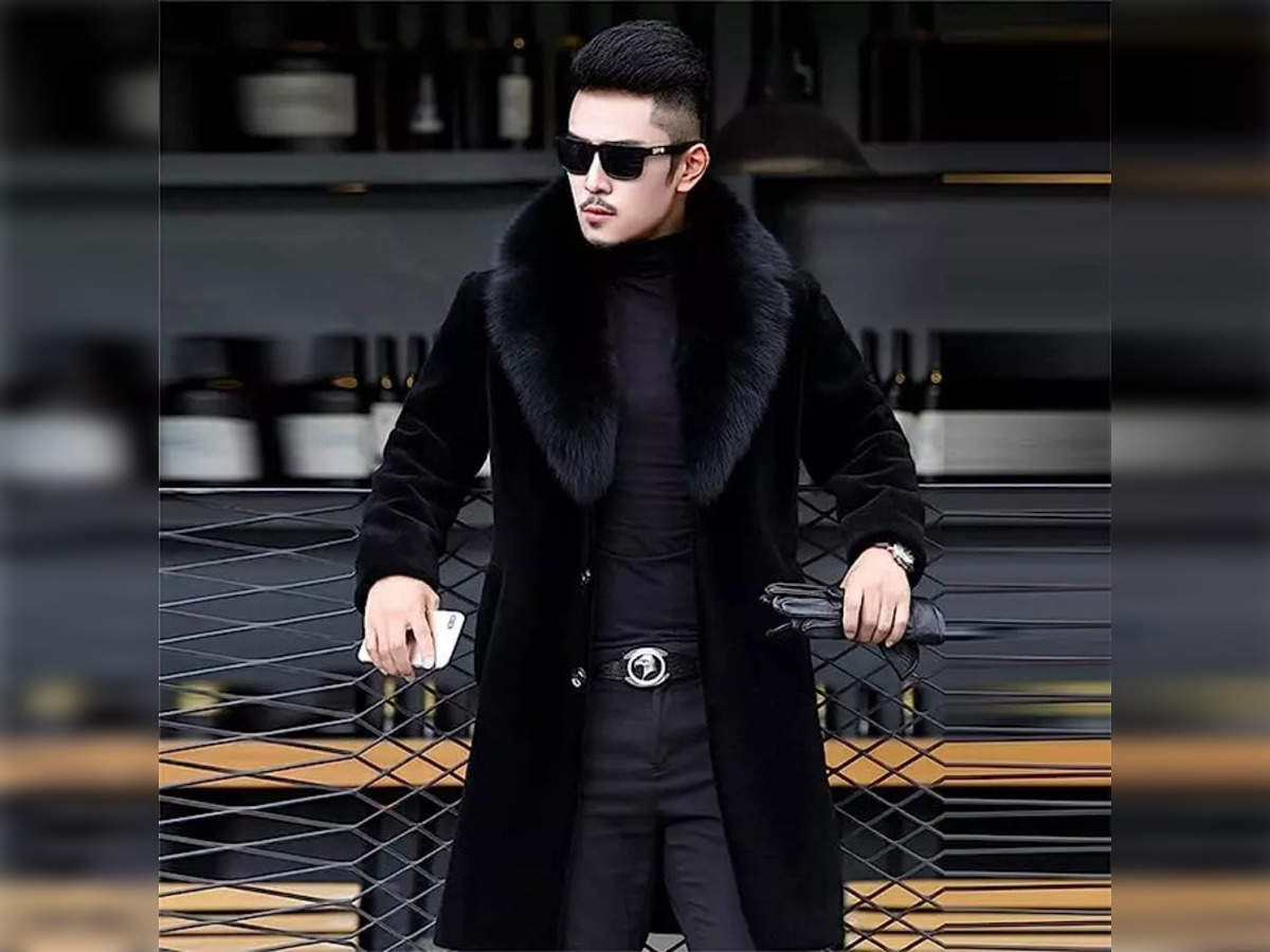 Mens Parka Jacket Faux Fur Trimmed Hooded Winter Warm Long Padded Outerwear  Coat