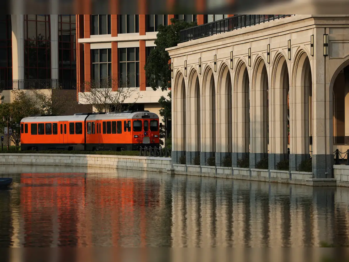 A train runs on the campus of Huawei's Lianqiu Lake Research and Development Center in Shanghai, China, September 16, 2026.