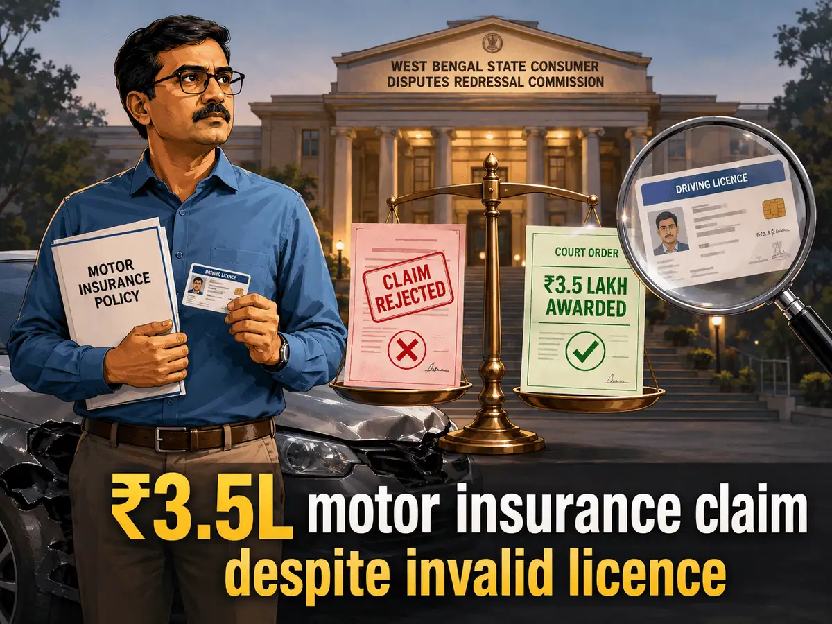 Insurer rejects motor insurance claim citing invalid driving licence; policyholder fights back and wins Rs 3.5 lakh in consumer commission
