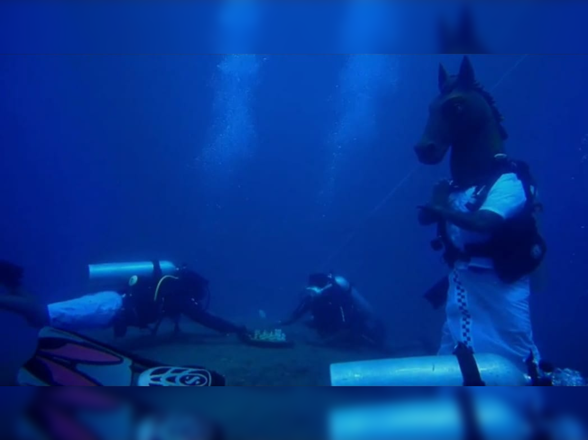 Black and white - Underwater chess in Chennai: Scuba divers play chess  under sea