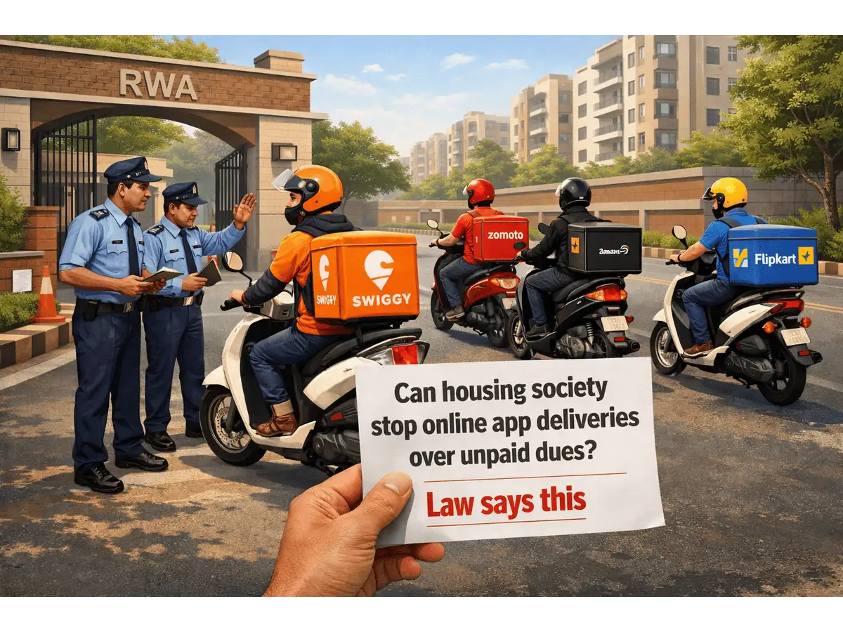 Can housing societies stop Amazon, Zomato, Swiggy and other online apps from delivering to residents for non-payment of society maintenance dues?