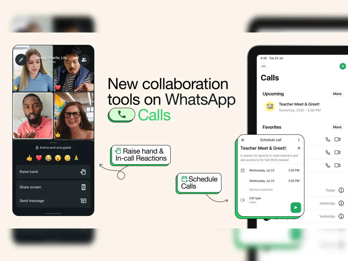 WhatsApp calling gets major update; call scheduling, reactions now available - The Economic Times