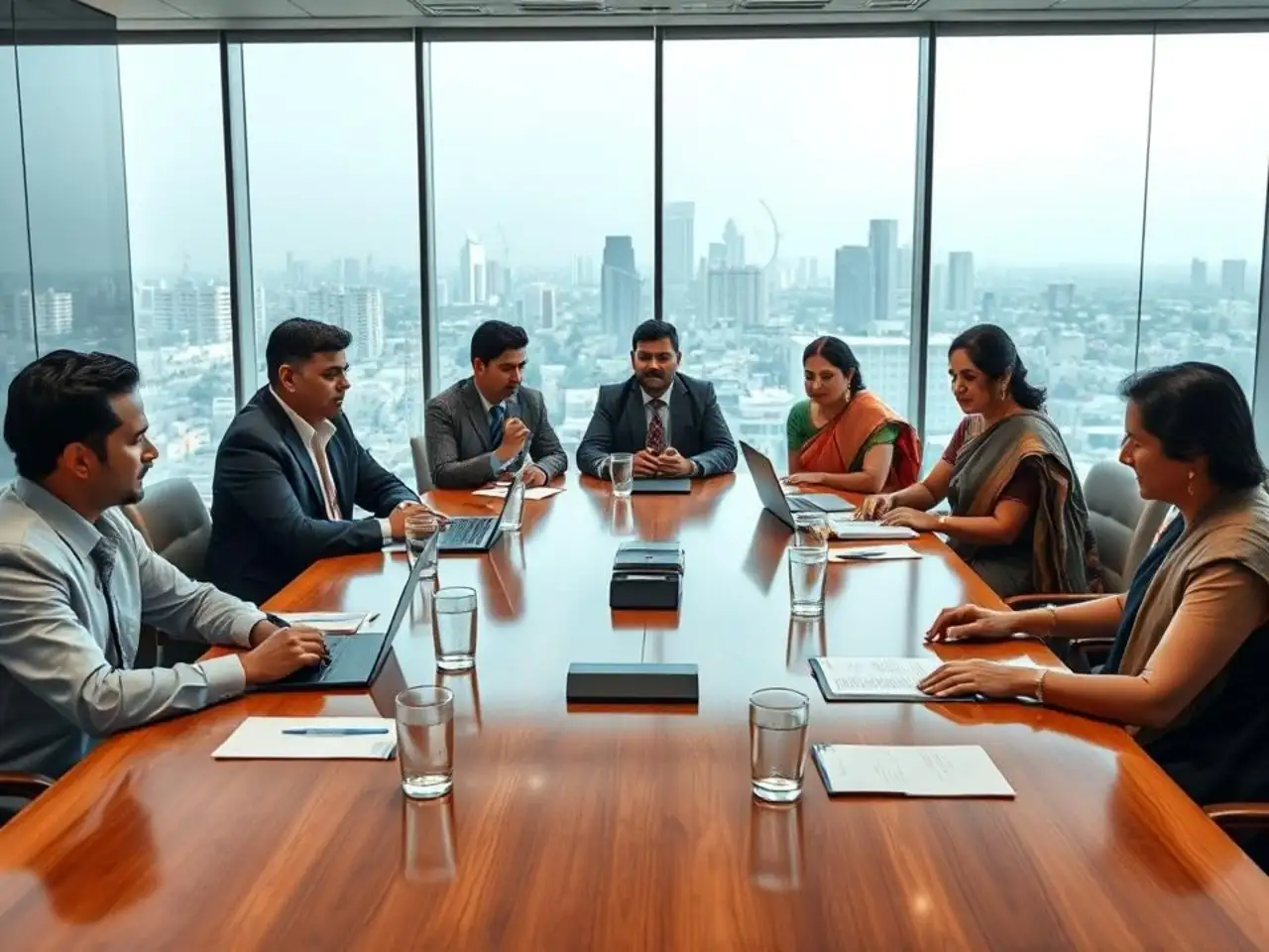 Indian business professionals in a Mumbai strategy meeting