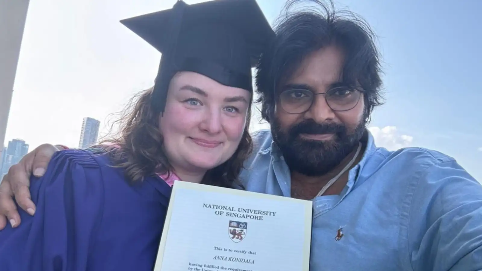 Anna Lezhneva: Pawan Kalyans wife Anna Lezhneva receives Masters Degree  from National University of Singapore: Watch - The Economic Times