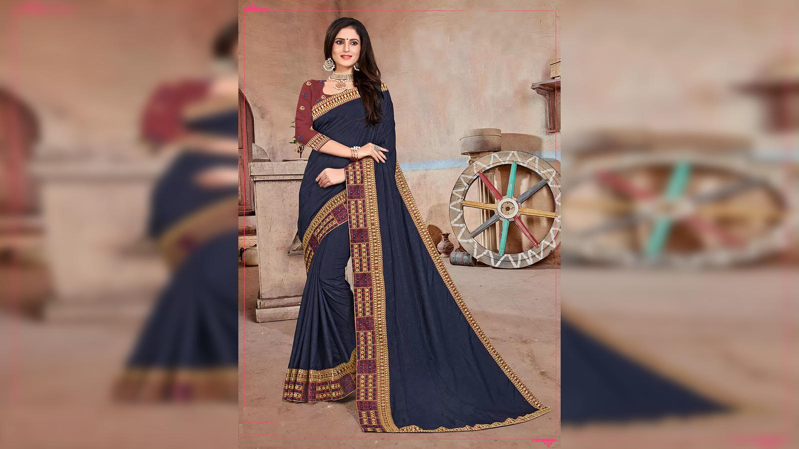 Buy border sarees under 600 in India @ Limeroad