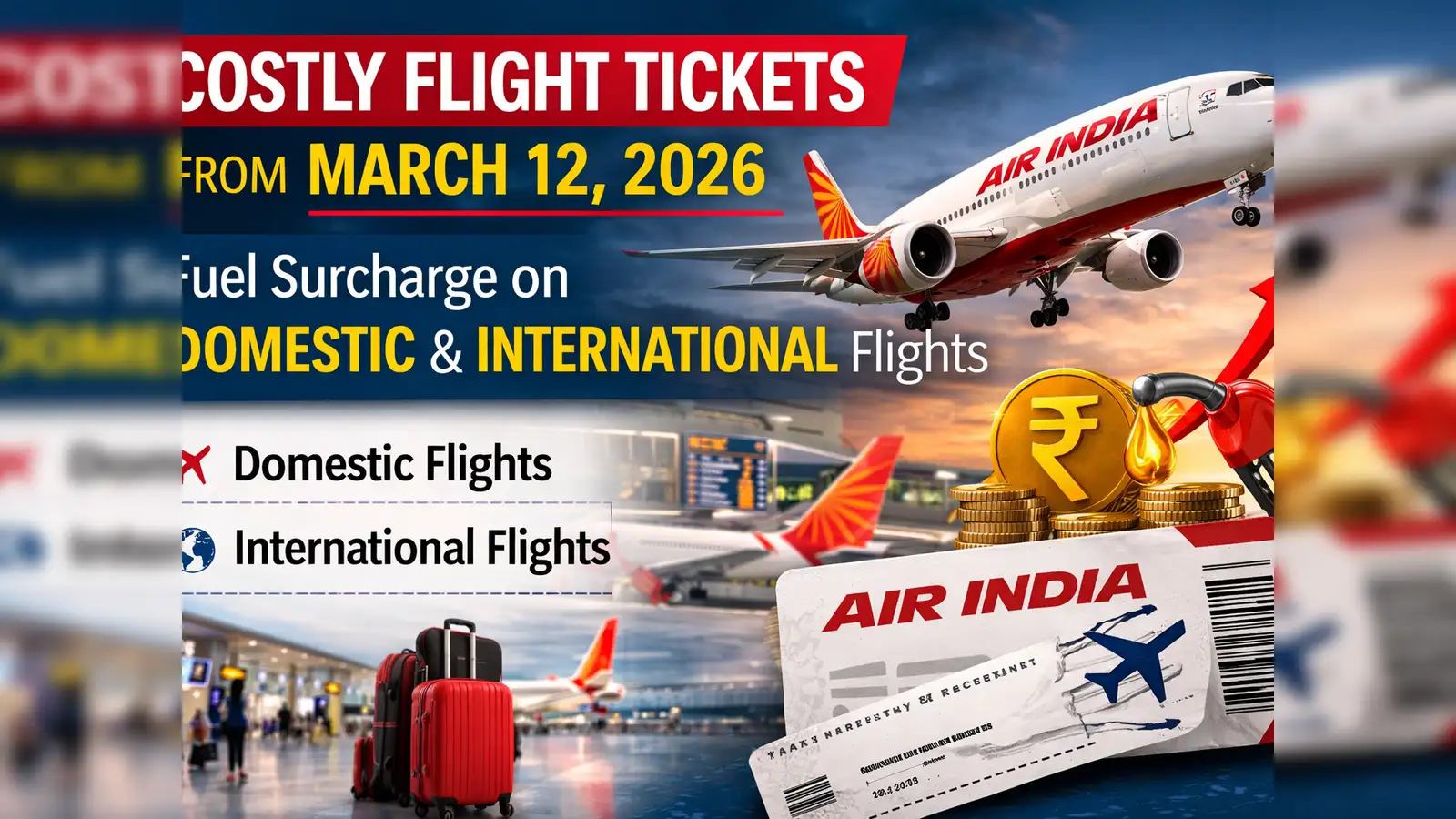 Costly flight tickets from March 12, 2026: How Air India's fuel surcharge  on domestic, international flights will make you pay more