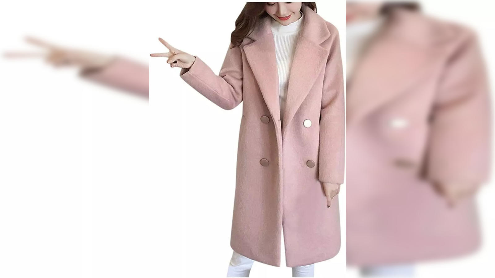Fitted Fleece Jacket Women Overcoat Jacket Outwear Trench Lapel Long Wool  Winter Womens Women Fall Coat Pink