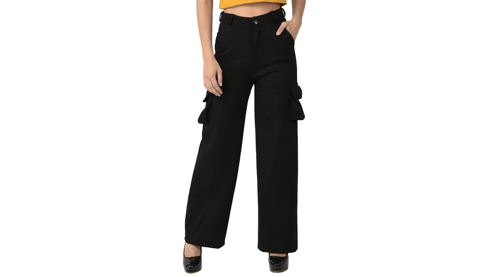 Cargo Women's Pants Oversize Pockets Elastic Waist Trousers Wide Leg Baggy  Pants, Black, Small : : Clothing, Shoes & Accessories