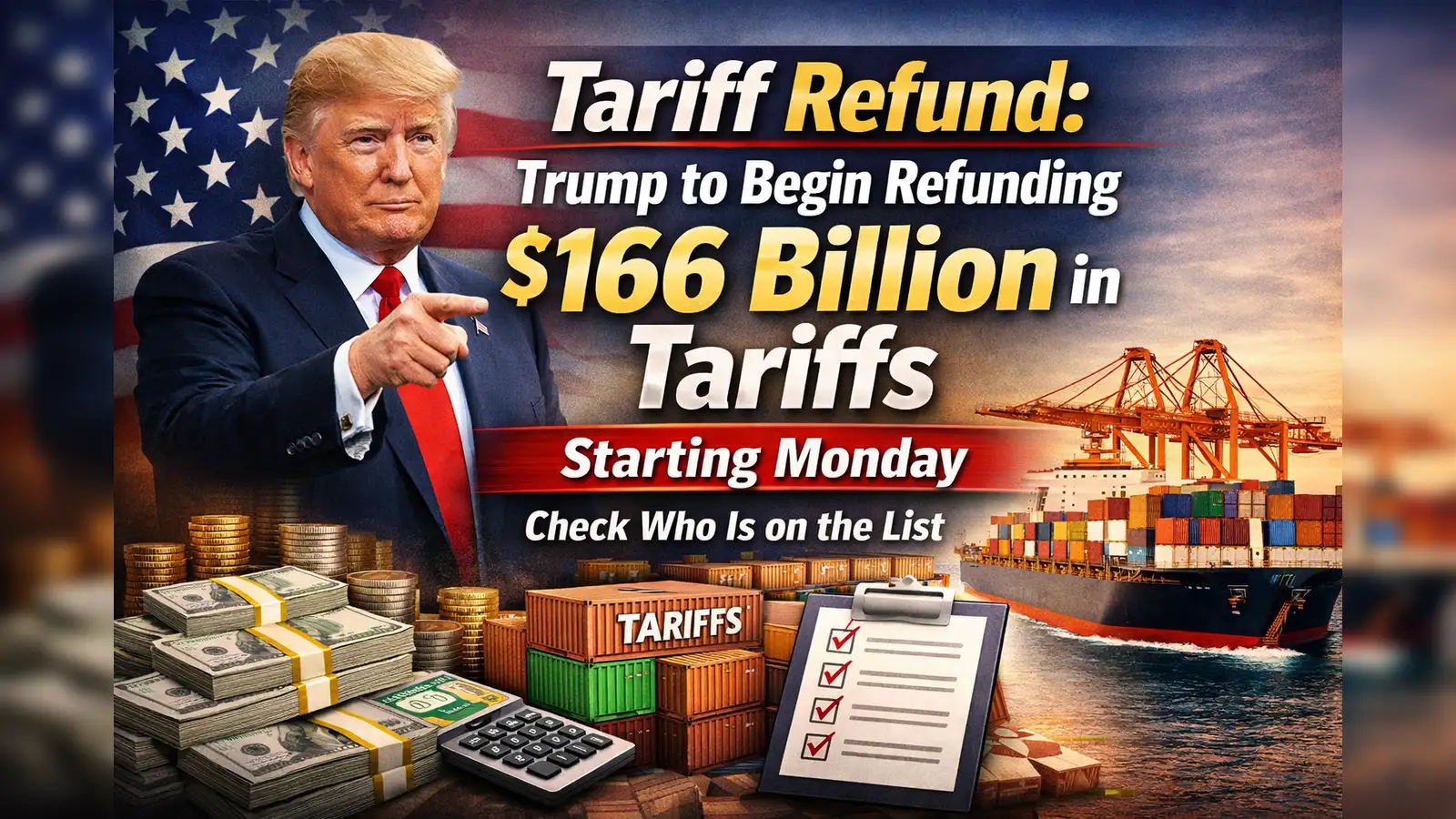 Trump Tariff Refund: Are You Eligible: Tariff refund: Trump to begin  refunding $166 billion in tariffs starting Monday - check who is on the  list - The Economic Times