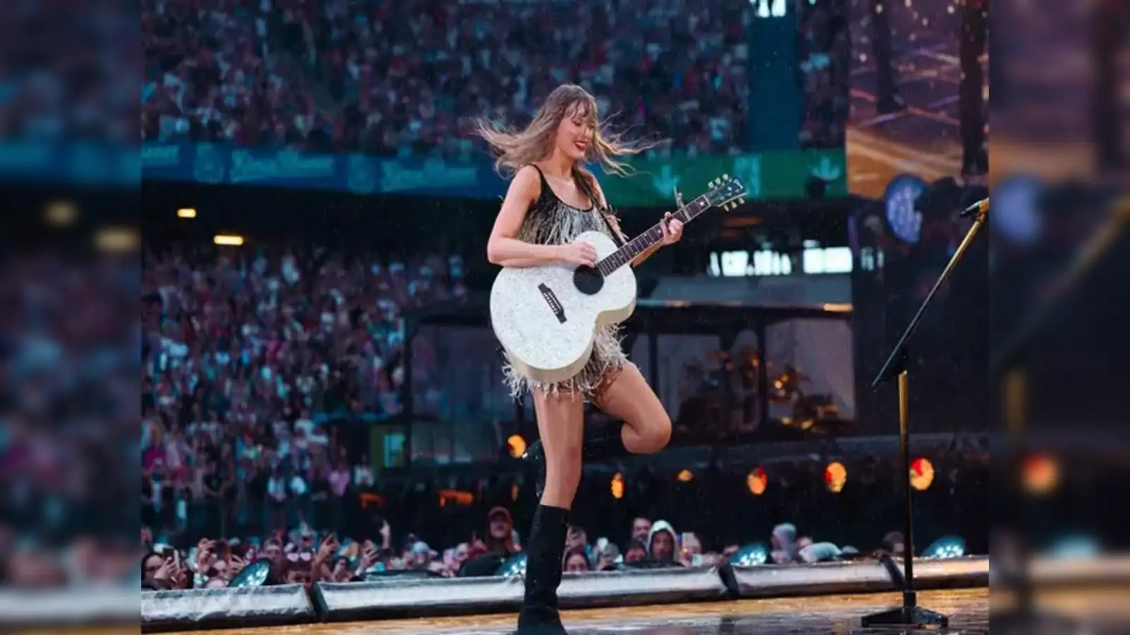 Taylor Swift 2026 Tour live performance with fans cheering