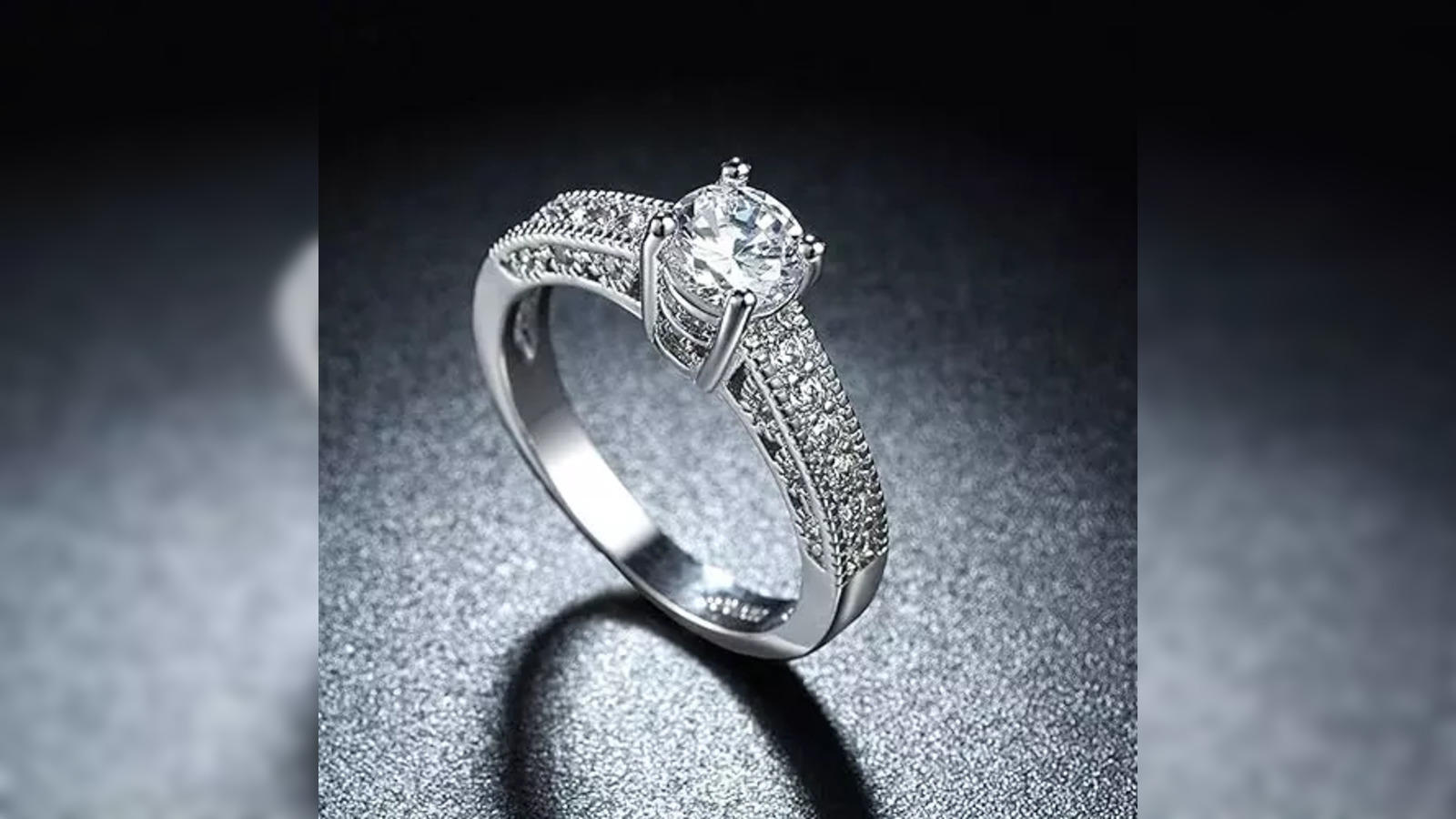 Buy 1.5 Carat Square Solitaire American Diamond Ring