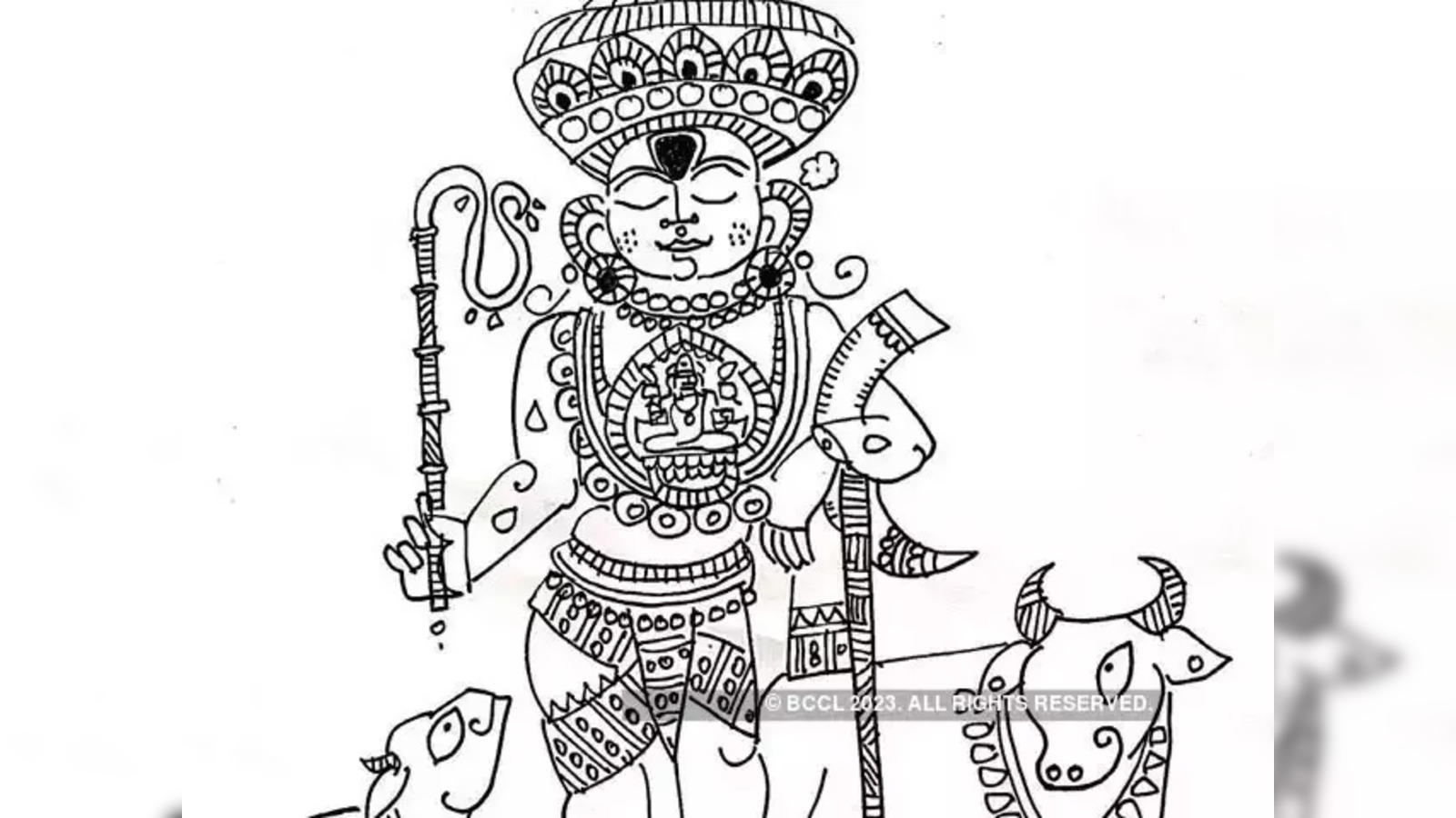Kalki Painting Handmade Tenth Vishnu Avatar Indian Hindu Deity Stamp Paper  Art | eBay