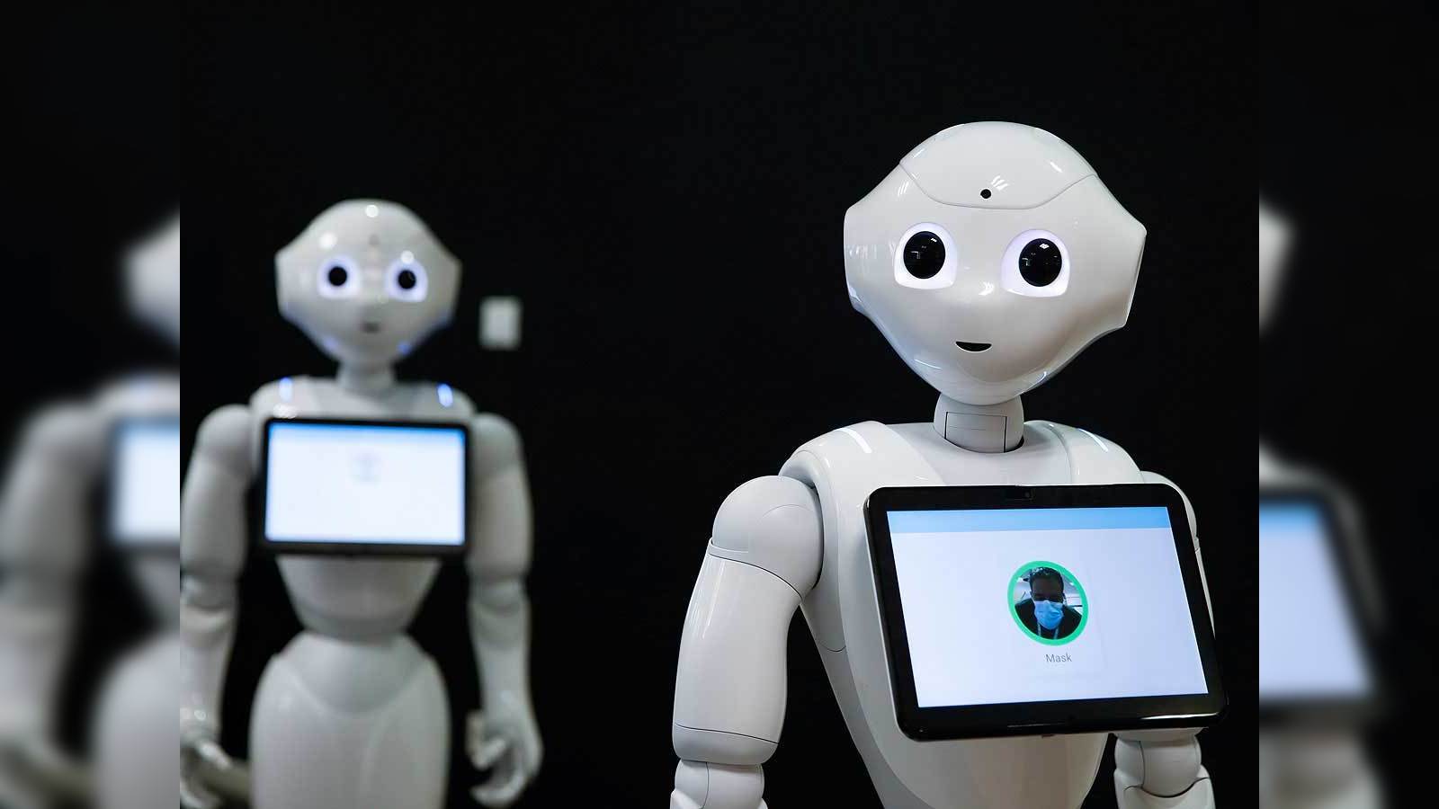 Pepper: Covid robocop: Pepper, friendly robot, gives reminders to wear your  mask - The Economic Times