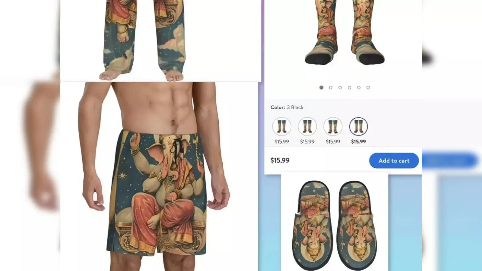 パンツ Ganesha Lord Ganesha-printed slippers, underwear on Walmart website sparks