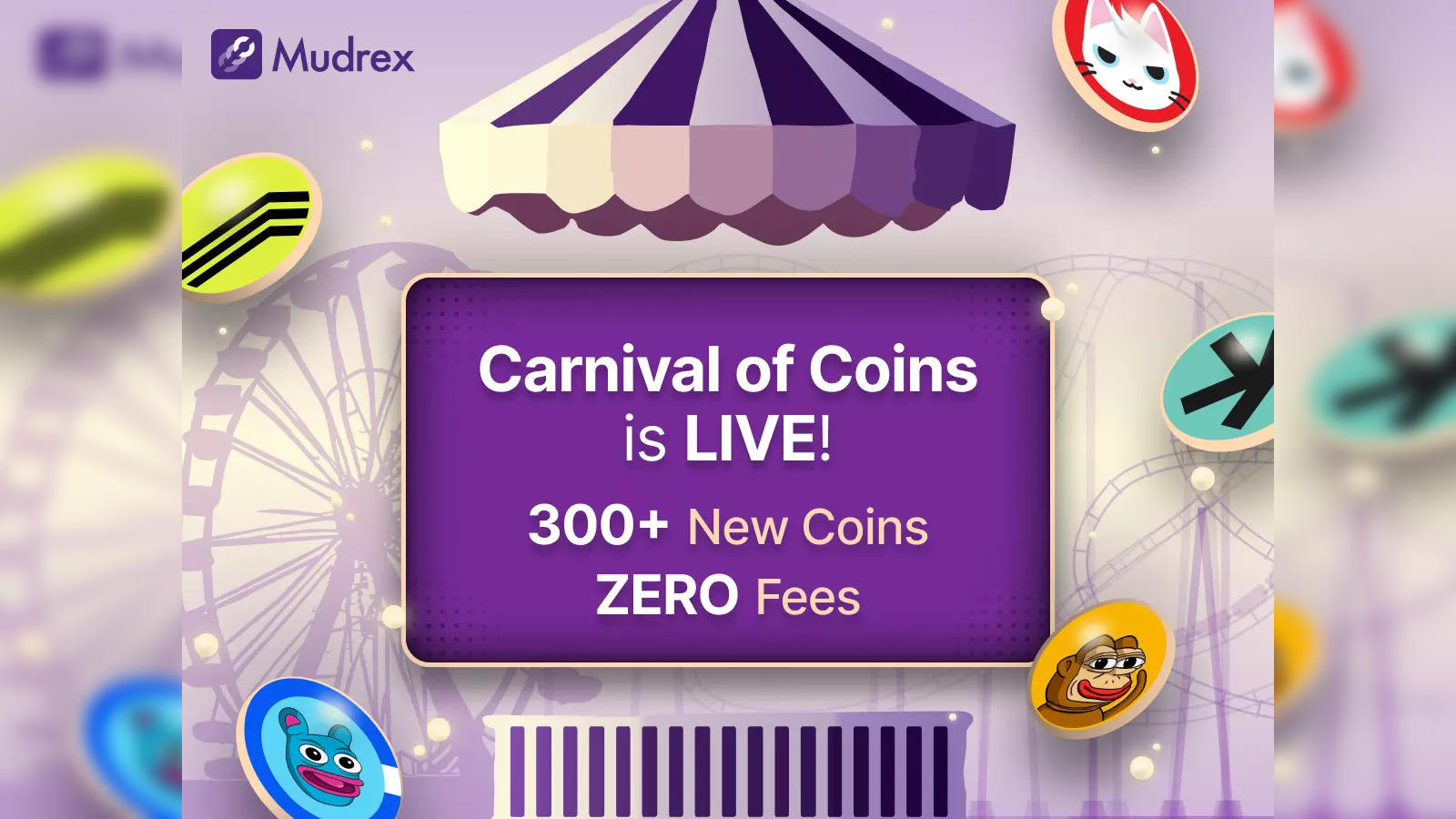 Mudrex Launches 'Carnival of Coins': 300+ Cryptos, No Fees