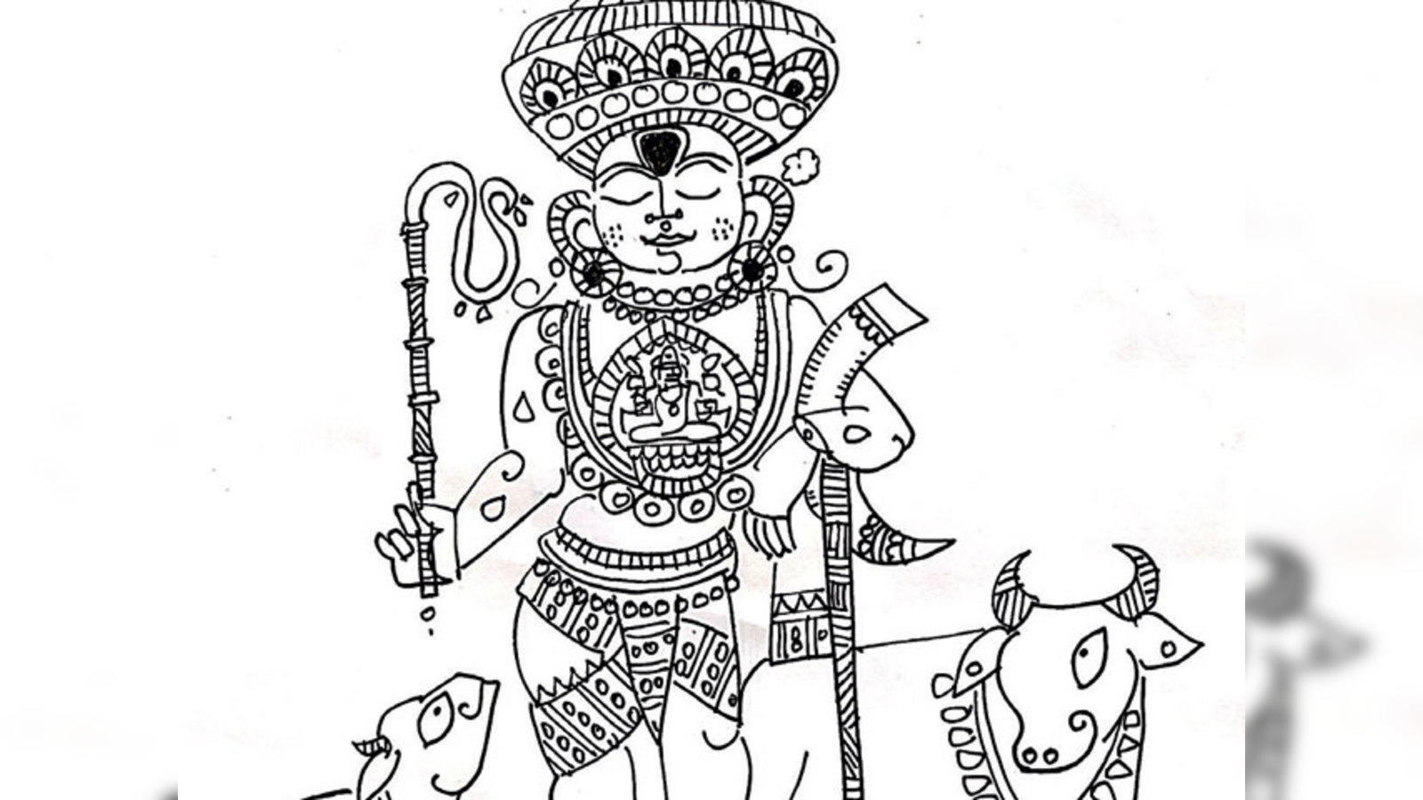 Easy drawing of Lord Vishnu hand | How to draw Lord Vishnu hand step by  step | Easy drawings, Book art, Easy mandala drawing