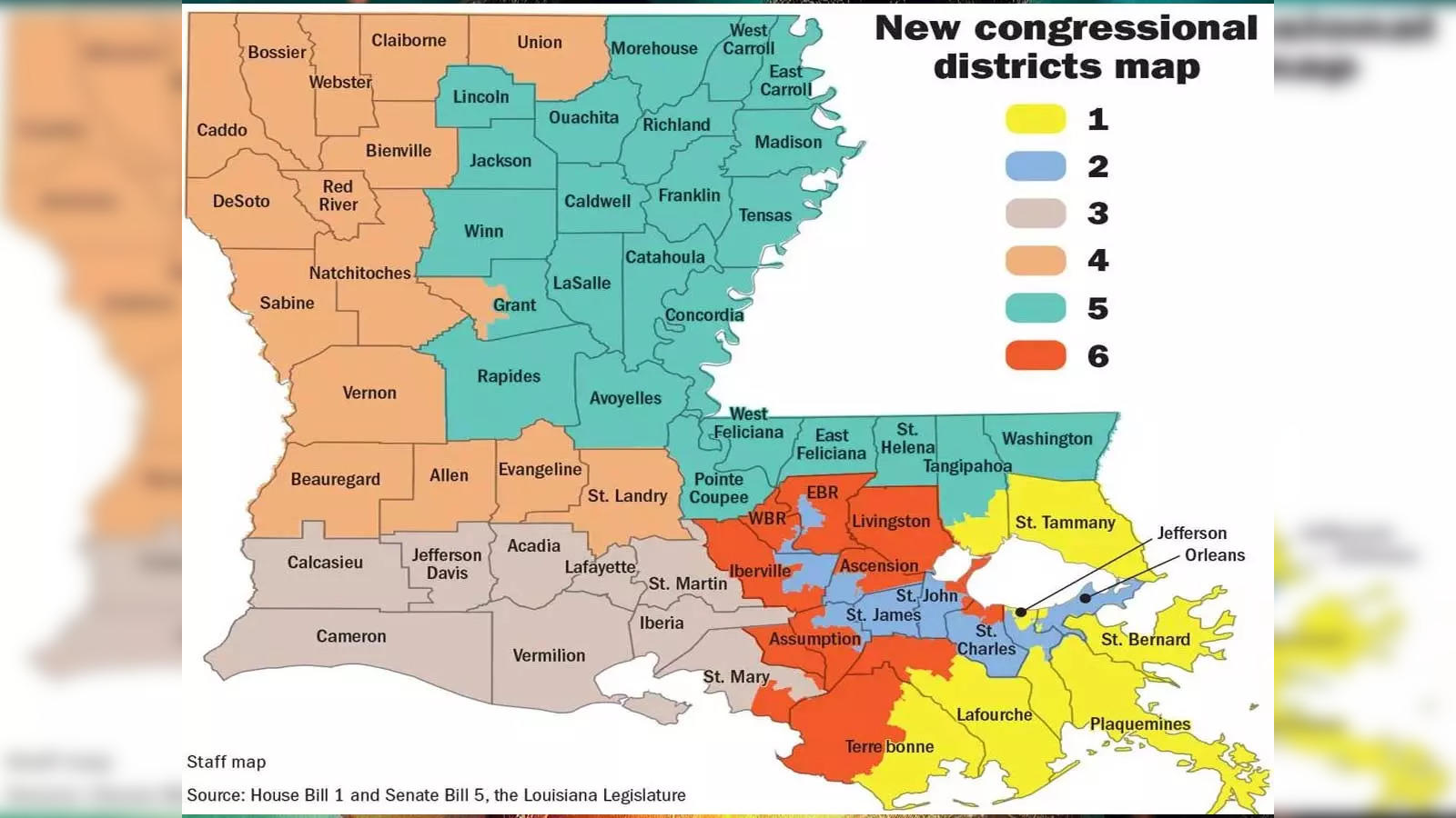 Louisiana Map with Parishes