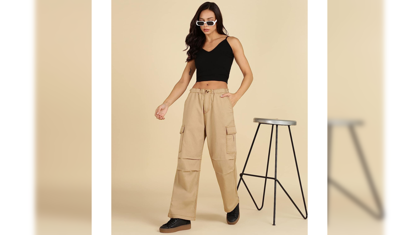 Buy WHITE WIDE LOOSE CARGO PANTS for Women Online in India