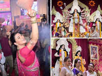 Durga Puja 2023: Rani Stuns In Gold; Hema-Esha Join Festivities; Sushmita's Dhunuchi Dance:Image
