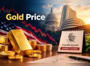 Image for Gold price today: Precious metal slips ahead of US Jobs data; MCX closed for Gandhi Jayanti