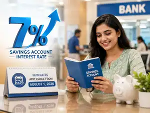 Image for 7% savings account interest rate: This bank hikes rates across balances; new rates applicable from August 1, 2026