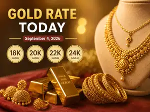 Image for Gold rate today: Check 18k, 20k, 22k, 24k gold prices (September 4, 2026) at Tanishq, Malabar Gold & Diamonds, Kalyan Jewellers, Joyalukkas and IBJA