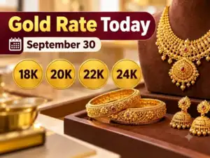 Image for Gold rate today (September 30, 2026): Check 24k, 22k, 20k, 18k gold jewellery prices from IBJA, Malabar Gold & Diamonds, Joyalukkas, Kalyan Jewellers and Tanishq
