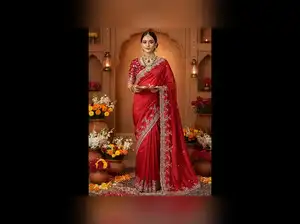 Image for Best Karwa Chauth red sarees to celebrate love with timeless elegance and classic style