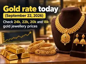 Image for Gold rate today (September 22, 2026): Check 24k, 22k, 20k and 18k gold jewellery prices from Malabar Gold & Diamonds, Joyalukkas, Kalyan Jewellers, Tanishq & IBJA in Delhi, Mumbai, Hyderabad & more cities
