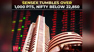 Image for Sensex crashes over 1,000 points, Nifty50 below 22,850; erases nearly ₹6 lakh cr in an hour