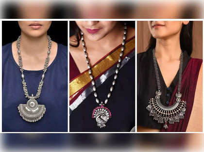 Indian Traditional Oxidized Silver Color Necklace Set With Earrings  Freeshipping | eBay