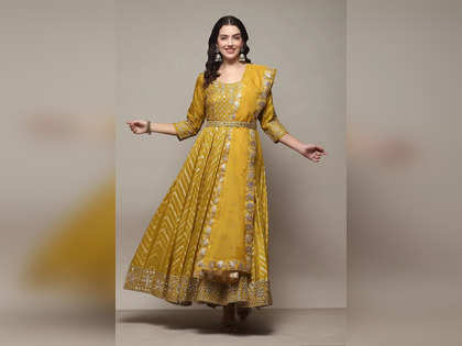 Buy Red Cotton Anarkali Kurta Churidar Suit Set (Kurta, Churidar, Dupatta)  for INR3597.00 | Biba India