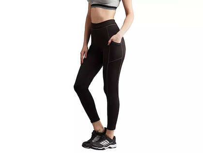 Bodyactive Black Yoga Pants with Pockets for Women, High Waist Workout  Tummy Control Pants-LL26-BLK/PNK