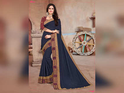 Best Latest Party-Wear Blue Color New Silk Saree Design