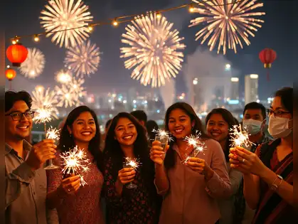 Fireworks over Hyderabad celebrating India's T20 World Cup win