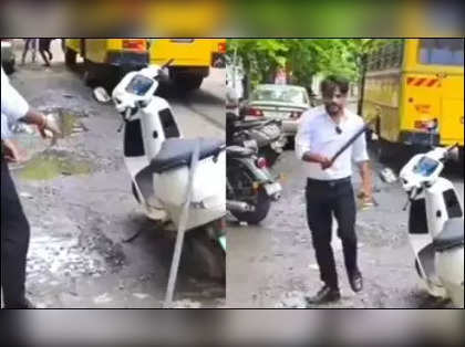 Ola customer thrashes electric scooter with iron rod in viral video
