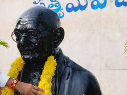 Mahatma Gandhi on the cover of 'The Organiser', as RSS looks to lay claim on his 
legacy